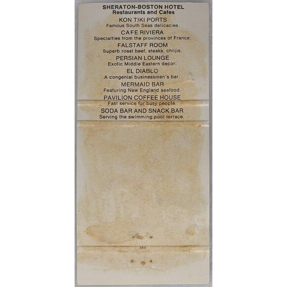 Front Strike Matchbook Cover Sheraton-Boston Hotel Prudential Center MA 30 Stick - Picture 3 of 5
